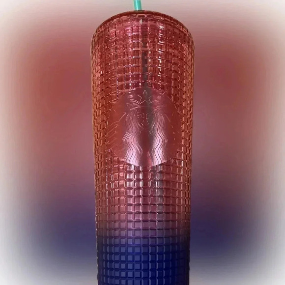 Watermelon Pink Blue Ombré with green straw Starbucks Venti Tumbler New with Tag - Picture 4 of 7